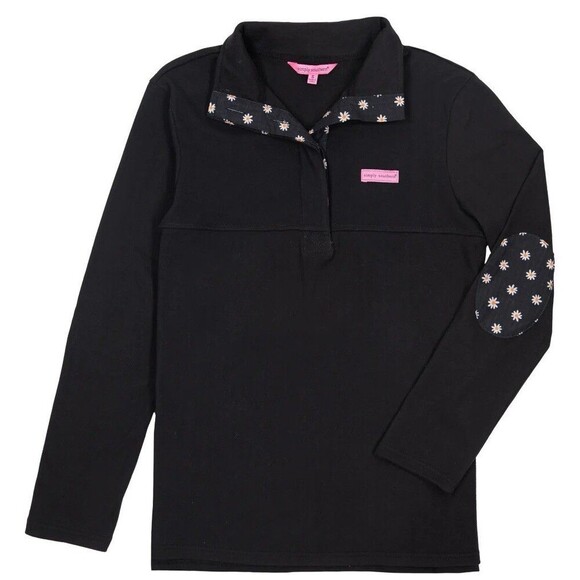 Simply Southern Daisy Patchwork 1/4 Button Long Sleeve Pullover Collar  Jacket S - Picture 1 of 7